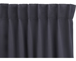 LIFA LIVING Gordijn - Grijs - Verduisterend & Geluidswerend - Verduisteringsgordijnen met Haken - 100% Polyester - 150 x 250 cm - 1 Stuk