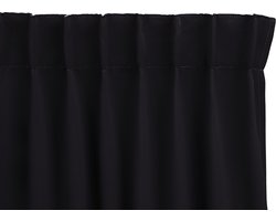 LIFA LIVING Gordijn - Zwart - Verduisterend & Geluidswerend - Verduisteringsgordijn met Haken - 100% Polyester - 150 x 250 cm - 1 Stuk