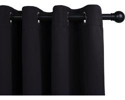 LIFA LIVING Gordijn - Zwarte Overgordijnen met Ringen - Verduisterend & Geluidswerend - Verduisteringsgordijnen met Ringen - 100% Polyester - 150 x 250 cm - 1 Stuk