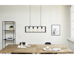 Lifa Living - Industriële Hanglamp - Zwart Metalen Frame- 4 Lichtpunten - E27 - voor Gloeilampen - Inclusief Bevestigingsmateriaal - 75 x 22 x 22 cm