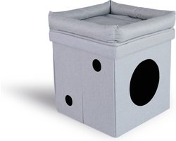 Lifa Living kattenhuis - Ligkussen - Grijs - 38*38*44cm L*B*H - MDF/Polyester