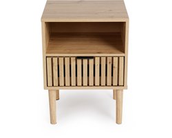 Lifa Living Nachtkastje met latjes - Licht Eiken - 40x35x55 cm