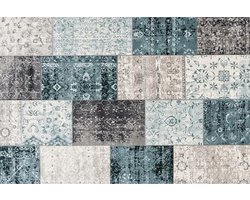 Lifa Living Patchwork Dark Grey Blue - 200 x 290