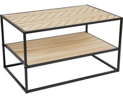 Lifa Living Salontafel Dijon - Hout en Staal - Binnen - Naturel - Visgraat - 80 x 50 x 45 cm