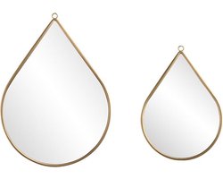 LIFA LIVING Spiegel Anna - Goud - Metalen - Set van 2 - Druppel Spiegel - Vintage - 21 x 30 cm - 28,5 x 39,5 cm