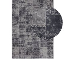 Lifa Living - Vloerkleed - Grijs Tinten - Synthetisch Wol - Vintage - Patchwork - 160 x 230 cm