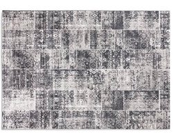 Lifa Living - Vloerkleed - Grijs Tinten - Synthetisch Wol - Vintage - Patchwork - 80 x 150 cm