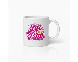 Life in Pink Mok 330ml – Stijlvolle Roze Quote Koffiebeker – Schattig en Positief Cadeau voor Vrouwen, Vrienden & Koffieliefhebbers
