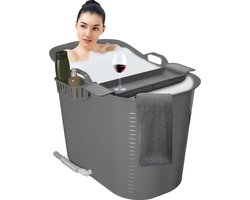 LIFEBATH - Zitbad Nancy - Bath bucket - Mobiele badkuip - 200L - Voor volwassenen - Inclusief Badrek - Grijs