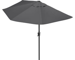 LifeGoods Balkon Parasol - Tuin - 270x135 cm - Halfronde Parasol - Waterdicht - UPF50+ - Donkergrijs