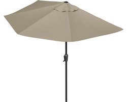 LifeGoods Balkon Parasol - Tuin - 270x135 cm - Halfronde Parasol - Waterdicht - UPF50+ - Taupe