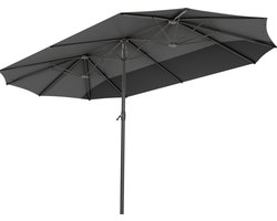 LifeGoods Dubbele Parasol - Tuin - 270x460cm - tot 15 Personen - Waterdicht - UPF50+ - Donkergrijs