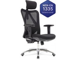 LifeGoods Ergonomische Bureaustoel - NEN1335-gecertificeerd - Gamestoel - 150kg - Office Chair - Volwassenen - Kantoorstoel - Hoofdsteun - Zwart/Chroom