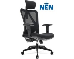 LifeGoods Ergonomische Bureaustoel - Office Chair - NEN1335-gecertificeerd - Volwassenen - Gamestoel - Hoofdsteun - Zwart