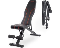 LifeGoods Fitness Halterbank - Fitnessbank - Bench Press Bank - Trainingsbank - Verstelbaar - Inklapbaar - Zwart/Rood