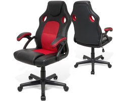 LifeGoods Gaming Stoel - Gamestoel - Verstelbaar in Hoogte - Comfortabele Gaming Chair - Kunstleer - Rood/Zwart