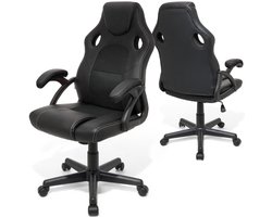 LifeGoods Gaming Stoel - Gamestoel - Verstelbaar in Hoogte - Comfortabele Gaming Chair - Kunstleer - Zwart