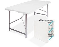 LifeGoods Inklapbare Tafel - 124x61,5x74CM - Stevige Klaptafel - Campingtafel - Verstelbare Poten - Vouwtafel Binnen en Buiten - Weerbestendig - Wit