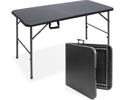 LifeGoods Inklapbare Tafel - 124x61,5x74CM - Stevige Klaptafel - Campingtafel - Verstelbare Poten - Vouwtafel Binnen en Buiten - Weerbestendig - Zwart