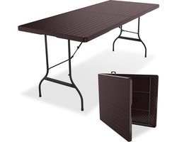 LifeGoods Inklapbare Tafel - 180x75 cm - Campingtafel - Stevige Klaptafel - 6 tot 8 Personen - Vouwtafel voor buiten - Bruin
