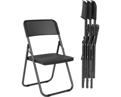 LifeGoods Klapstoelen Set van 4 - Tuinstoelen Inklapbaar - Zwart Rotan Look - 200kg Draagkracht