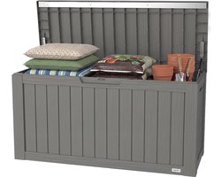 LifeGoods Opbergbox - 300L - Kussenbox - Waterdicht - Tuinkussenbox - Roestvrij - Tuinbox - 117.5x47.5x59 cm - Grijs