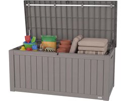 LifeGoods Opbergbox - 450L - Kussenbox - Waterdicht - Tuinkussenbox - Roestvrij - Tuinbox - 142x67x60 cm - Grijs