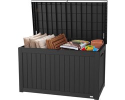 LifeGoods Opbergbox - 870L - Kussenbox - Waterdicht - Tuinkussenbox - Roestvrij - Tuinbox - 146.5x81.5x85.6 cm - Zwart