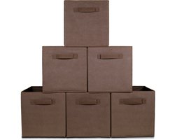 LifeGoods Opbergmand - 6 Stuks - Kast Organizer - 20L - Opbergbox - Textiel - Bruin