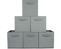 LifeGoods Opbergmand - 6 Stuks - Kast Organizer - 20L - Opbergbox - Textiel - Grijs
