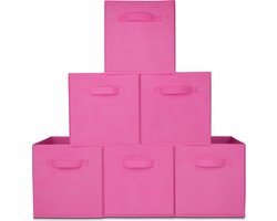 LifeGoods Opbergmand - 6 Stuks - Kast Organizer - 20L - Opbergbox - Textiel - Moederdag Cadeautje - Roze