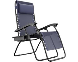 LifeGoods Opvouwbare Tuinstoel - Ligstoel Tuin - 30°-90° Verstelbaar - Metaal - Blauw