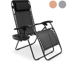 LifeGoods Opvouwbare Tuinstoel - Ligstoel Tuin - 30°-90° Verstelbaar - Metaal - Zwart