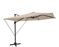 LifeGoods Parasol - 300x300 cm - Kantelbaar - 7 Standen - Waterdicht - met Hoes - Taupe