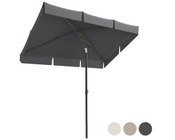 LifeGoods Parasol - Tuin - Balkonparasol - 200x125cm - 30° Kantelbaar - Waterdicht - met Hoes - Donkergrijs