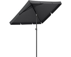 LifeGoods Parasol - Tuin - Balkonparasol - 200x125cm - 30° Kantelbaar - Waterdicht - UPF50+ - Donkergrijs