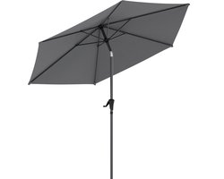 LifeGoods Parasol - Tuin - Ø270 cm - 30° Kantelbaar - Waterdicht - Donkergrijs