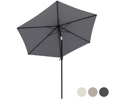 LifeGoods Parasol - Tuin - Ø270 cm - 30° Kantelbaar - Waterdicht - met Hoes - Donkergrijs