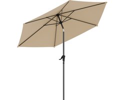 LifeGoods Parasol - Tuin - Ø270 cm - 30° Kantelbaar - Waterdicht - Taupe