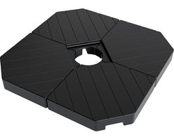 LifeGoods Parasoltegels 50x50 cm - Parasolvoet voor Zweefparasol - Vulbaar met Water en Zand - Set van 4 - Donkergrijs