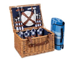 LifeGoods Picknickmand - 29-Delige Set met Picknickkleed - 4 Personen - PU-leer