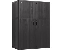 LifeGoods Tuinkast Verticaal - 1340L - Opbergkast - Waterdicht & UV-bestendig - Tuinbox - Zwart