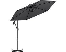 LifeGoods Zweefparasol - Rond Ø300 cm - UPF 50+ en Waterdicht - Eenvoudig verstelbaar - Donkergrijs