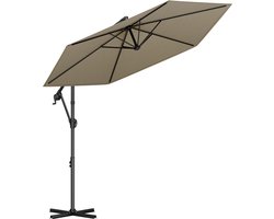 LifeGoods Zweefparasol - Rond Ø300 cm - UPF 50+ en Waterdicht - Taupe