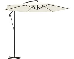 LifeGoods Zweefparasol - tot 8 Personen - Ø300cm - Waterdicht - met Hoes en Kruisvoet - Tuin - Crème