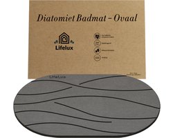 LifeLux Diatomiet Badmat Ovaal – Antislip Douchemat voor Badkamer 60x40 – Sneldrogend & Antibacterieel 2026 – Donkergrijs