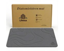 LifeLux Diatomiet stenen Badmat – Antislip Douchemat 60×40 cm – Sneldrogende Antibacterieel Stenen Badkamer Mat – ecologische badmatten 2025 Donkergrijs