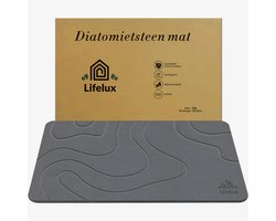 LifeLux Diatomiet stenen badmat douchemat antislip 60x40cm - Sneldrogend antibacterieel donkergrijs douchemat - Ecologische badmatten 2025 diatomite badmat