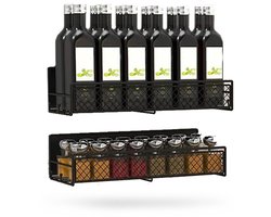 LifeLux Magnetische kruidenrek / Koelkast organiser Set – 2 stuks - wasmachine organiser | Zwart Metalen Kruidenhouder met Sterke Magneet | Keuken Organizer voor Kruidenpotjes & Accessoires