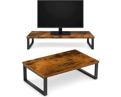 LifeLux Monitor Verhoger – Laptop Standaard Bureau – Monitor Standaard Houtlook met Zwart Metaal – Ergonomische Monitor Stand